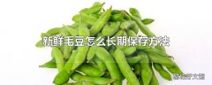 新鲜毛豆怎么长期保存方法