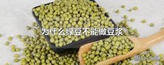 为什么绿豆不能做豆浆