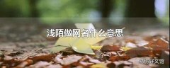 浅陌做网名什么意思