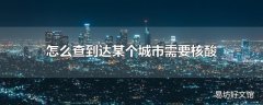 怎么查到达某个城市需要核酸